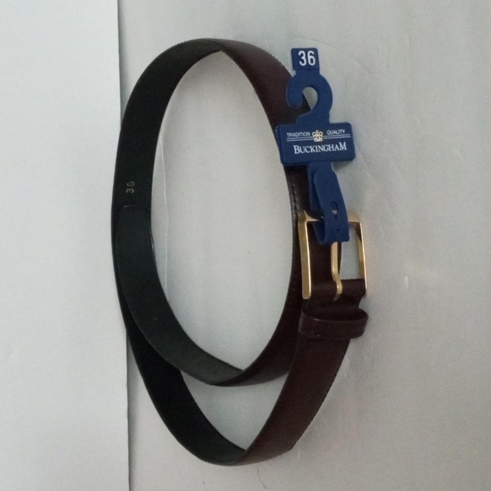 Buckingham Belt  Split Cowhide on Bonded Leather sz 36 Brown NEW